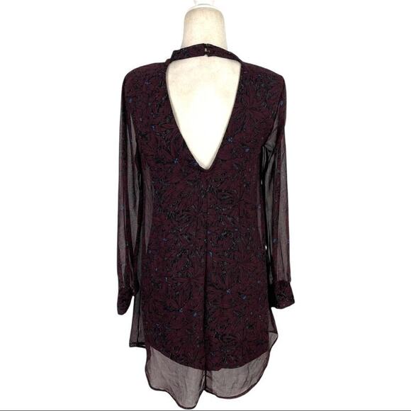 ASTR the Label Women's Long Sleeve Floral Chiffon Backless Dress Chiffon  Small - Picture 6 of 11